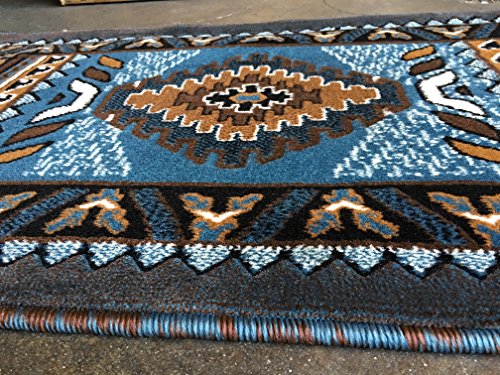 Tapete decorativo diseño nativo americano azul y marrón miniatura 7