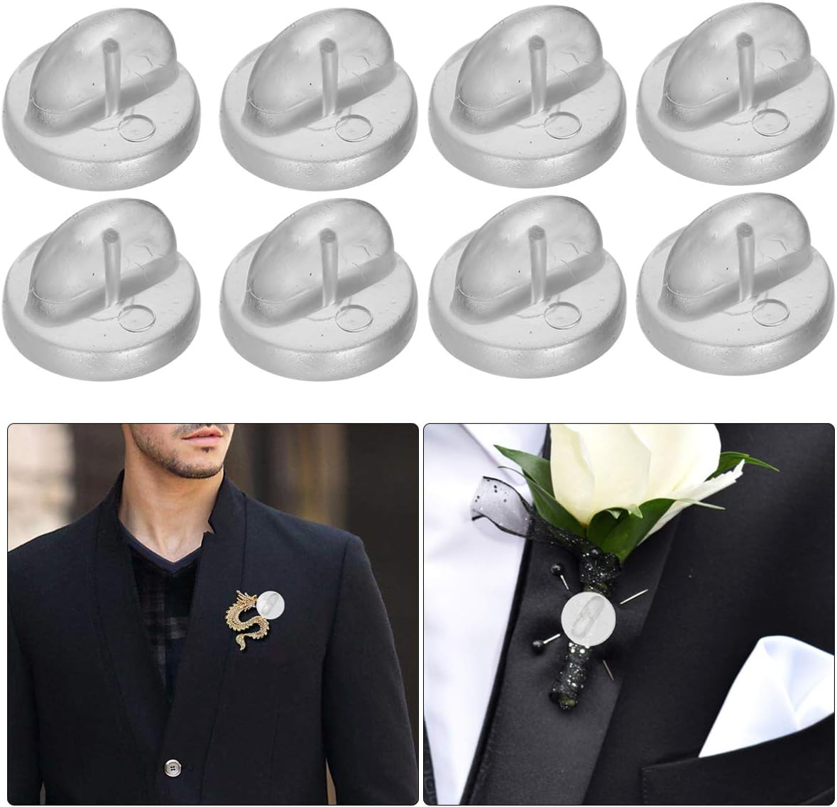 SEWACC 600pcs Transparent PVC Brooch Clasp Butterfly Pin Backs for Crafts Secure Closure for Lapel Badges and Jewelry Making