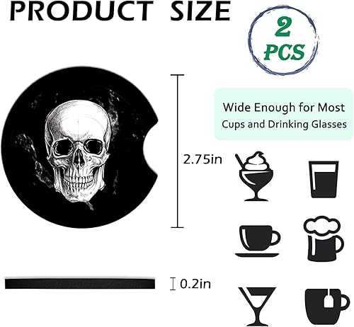 Miniatura 5 de Paquete de 2 posavasos de automóvil para portavasos de automóvil, diseño de cereza, tapete de goma antideslizante de tamaño universal de 2.75