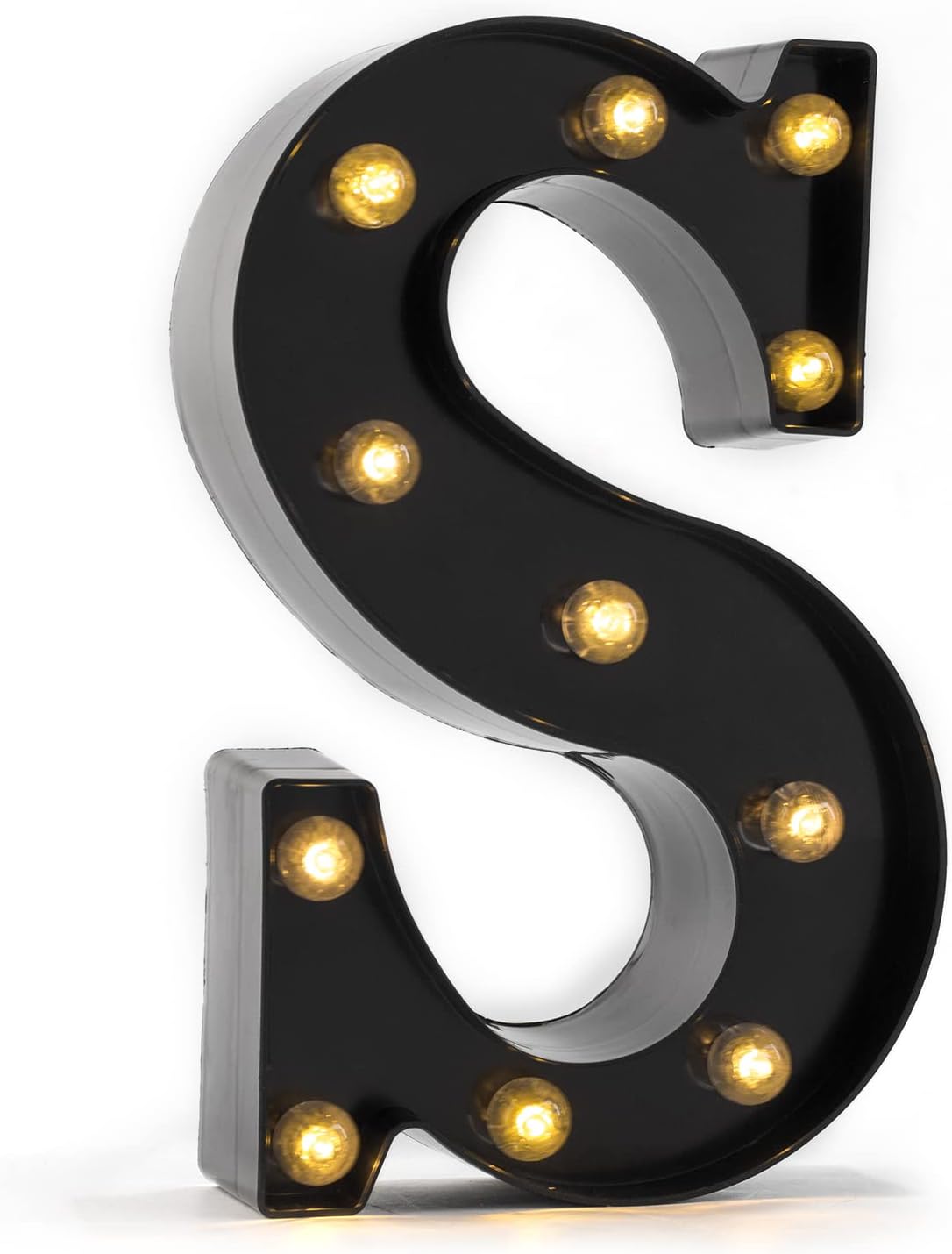 LED Marquee Letter Lights, 26 Alphabet Light and 10 Number Lights, Light Up Neon Letters Sign, Wall-Mounted Night Light, for Home, Party, Wedding, Bar, Birthday DIY Decoration (Black, Letter-S)