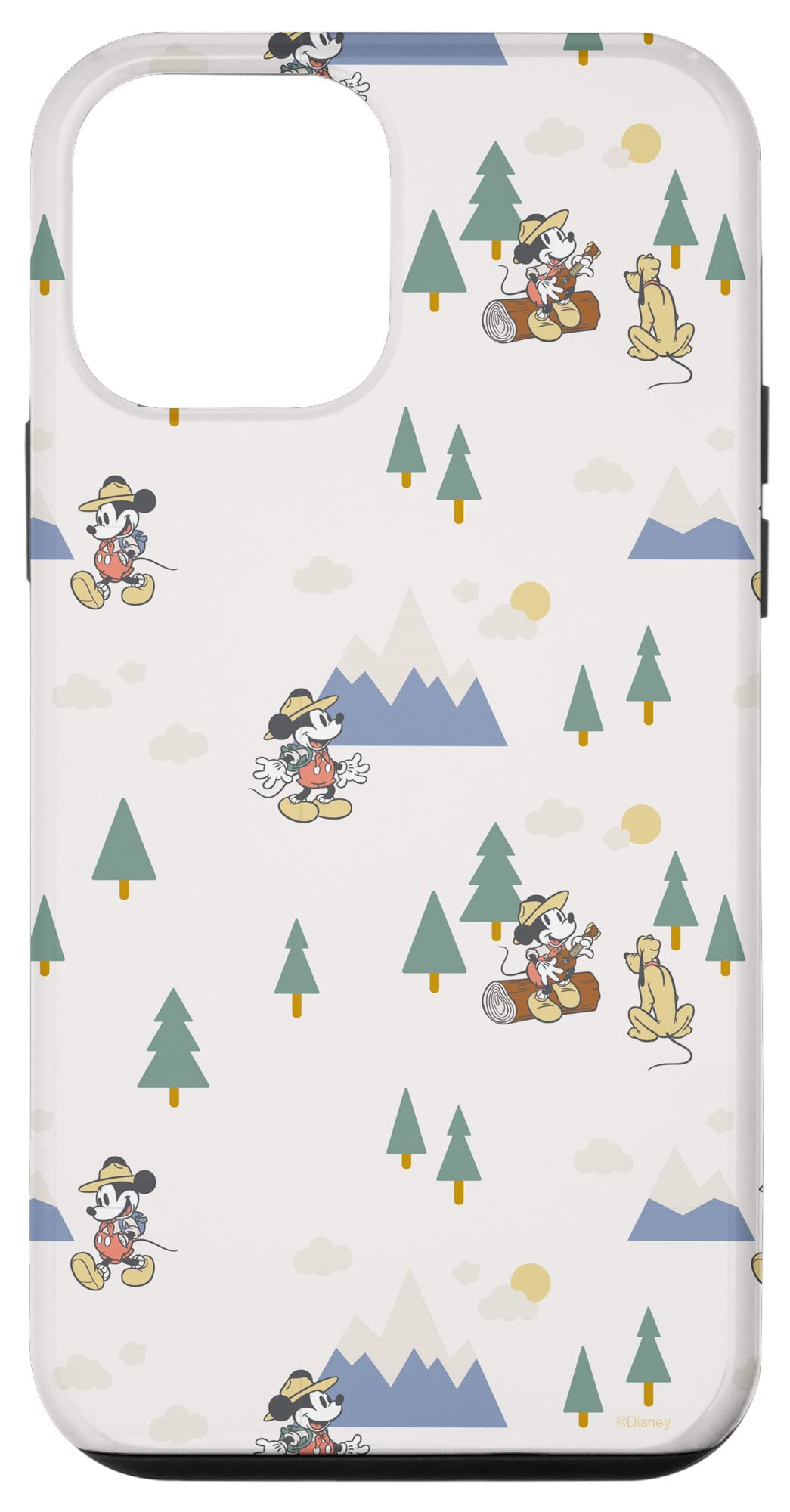 Coque iPhone 12 mini Disney Mickey et Pluto en pleine nature protège votre smartphone