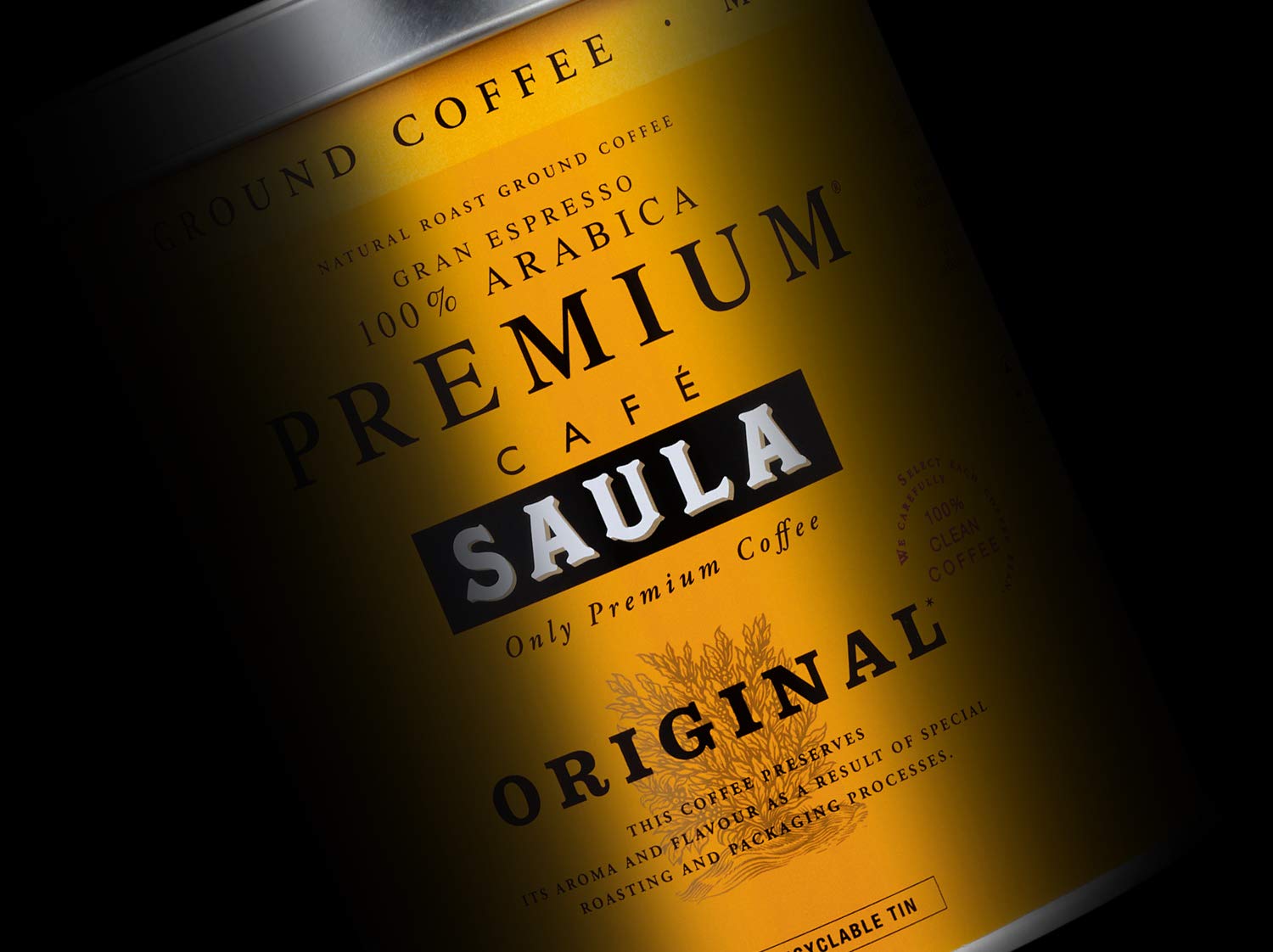 SAULA PREMIUM Kawa Saula, Opakowanie 3 puszki po 250 gr. Premium Original 100% mielona arabika 250 g (zestaw 3 sztuk)