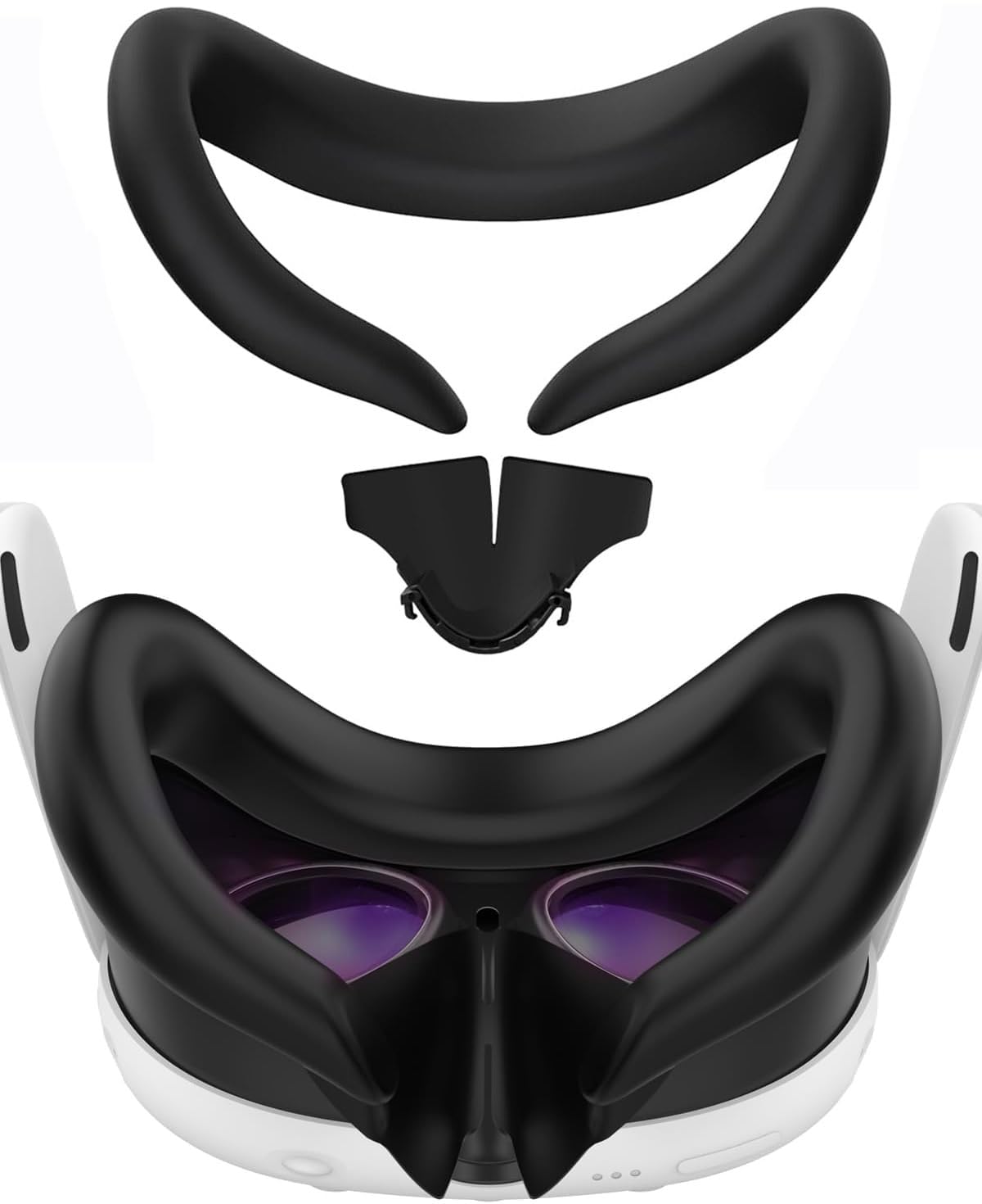 Silicone Face Pad Cover and Anti-Leakage Nose Pad Compatible with Meta Quest 3,Sweatproof,Washable VR Face Cover,VR Face Cushion Cover for Quest 3 Headset Accessories (Black)