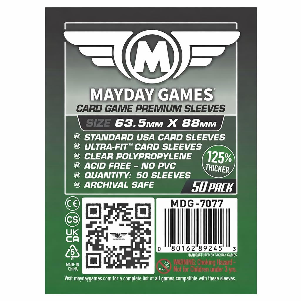 Mayday Games 7077 Clear Premium Card Sleeves 63.5x88 mm (10x50 Pack, 500 Sleeves)