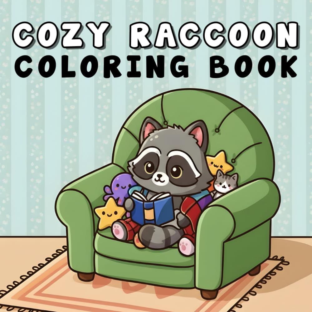 Cozy Raccoon Coloring Book: 50+ Gorgeous Raccoon Coloring Pages for Stress Relief – Simple and Enjoyable Designs for Teens and Adults