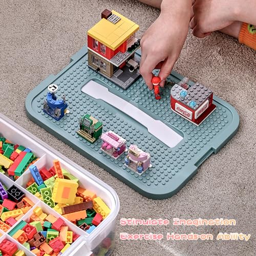 Toys Organizer Storage Case for Lego Box Kids Toy Stackable Building Blocks with Lids Bins Adjustable Lego Storage Containers Plastic Toy Box Green 2 Layers