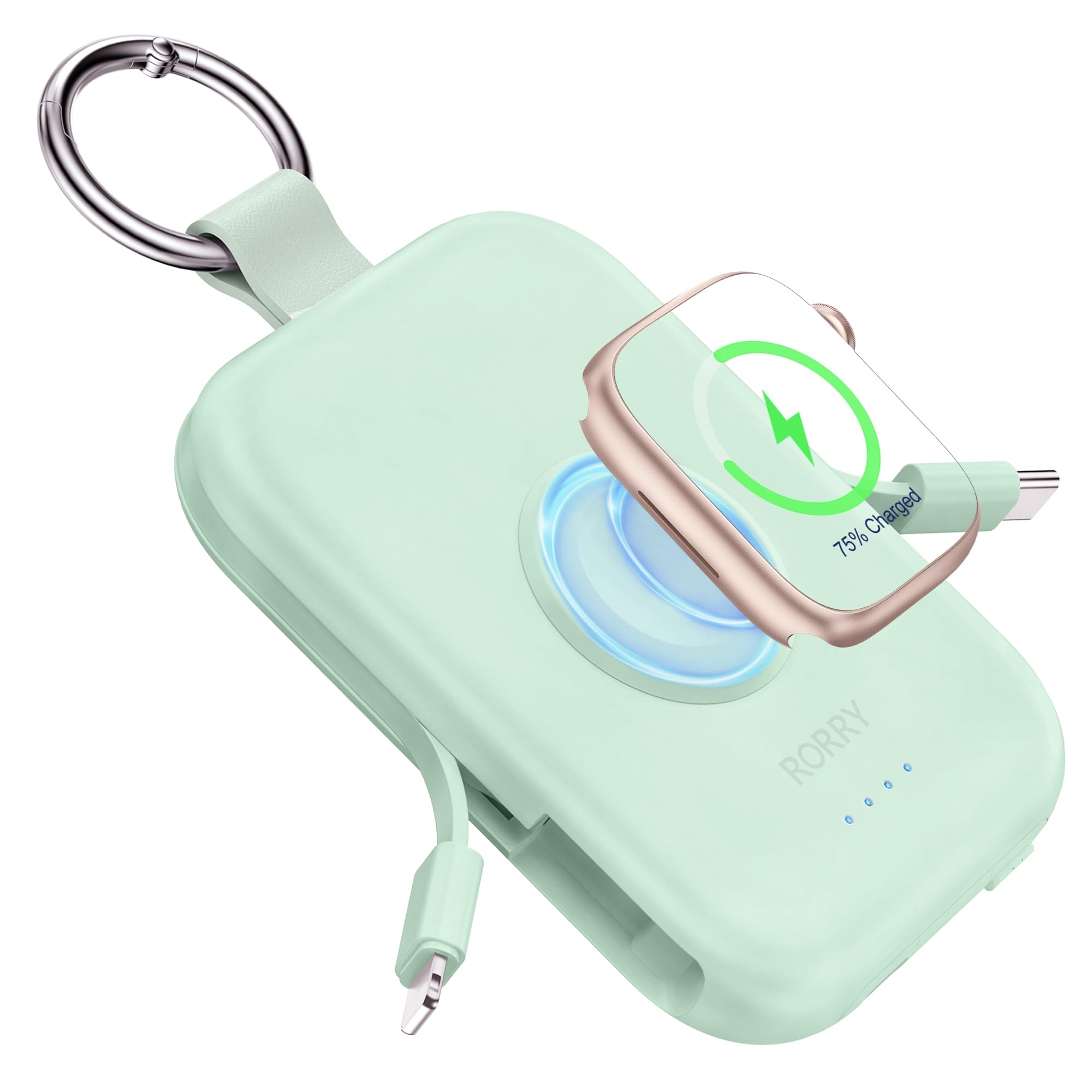 powerbank 5000mah per iphone con cablino verde