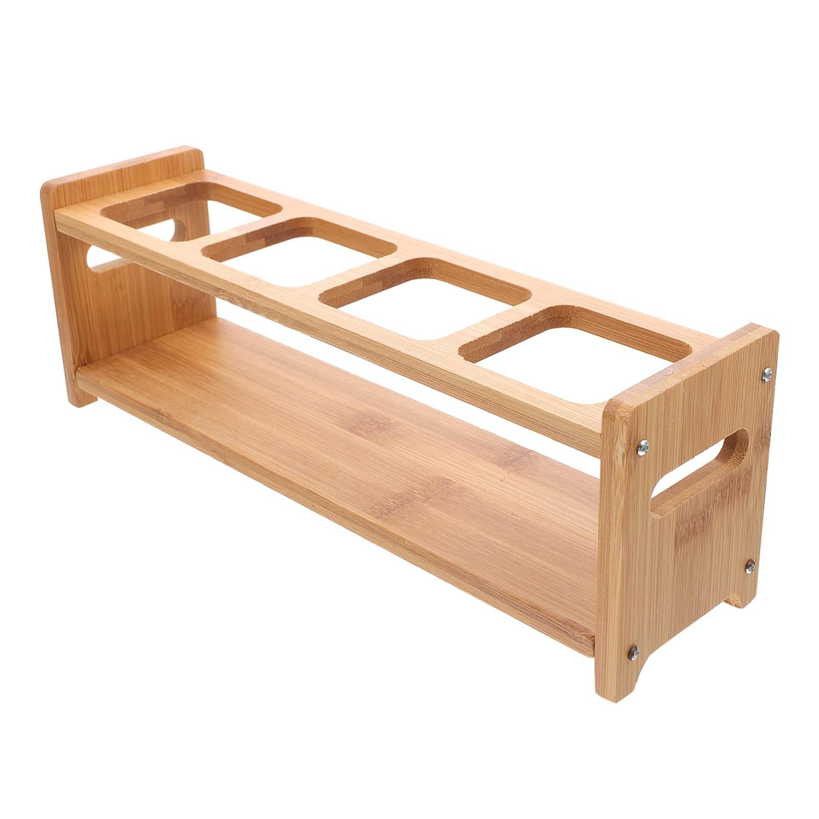 Gewürzregal-Organizer aus Holz, Gewürzregal aus Holz, Gewürzregal, Küchenschrank-Organizer, Gewürzflaschenhalter für die Küche zu Hause,Khaki,Square
