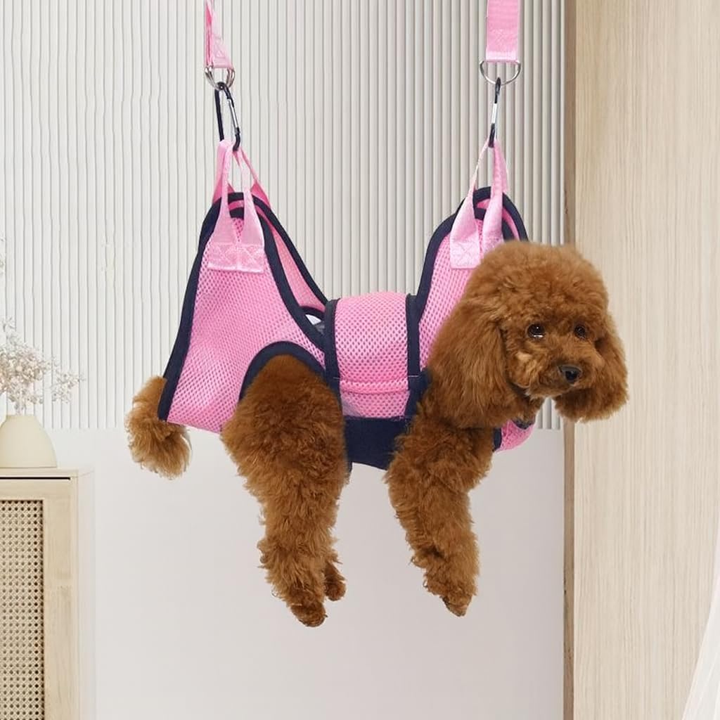 Dog Grooming Hammock, Helpful Hammock for Nail Trim, Restraint Sling for Nail Clipping, Grooming Hammock for Dog Pet to Nail Trimming (Pink, M)