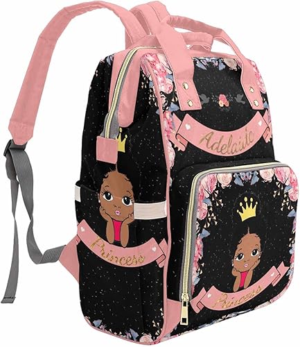Miniatura 4 de M YESCUSTOM Bolsa de pañales personalizada para bebé con sirena africana, unicornio americano, princesa, bolsas de lactancia para mamá, Bolso-49,
