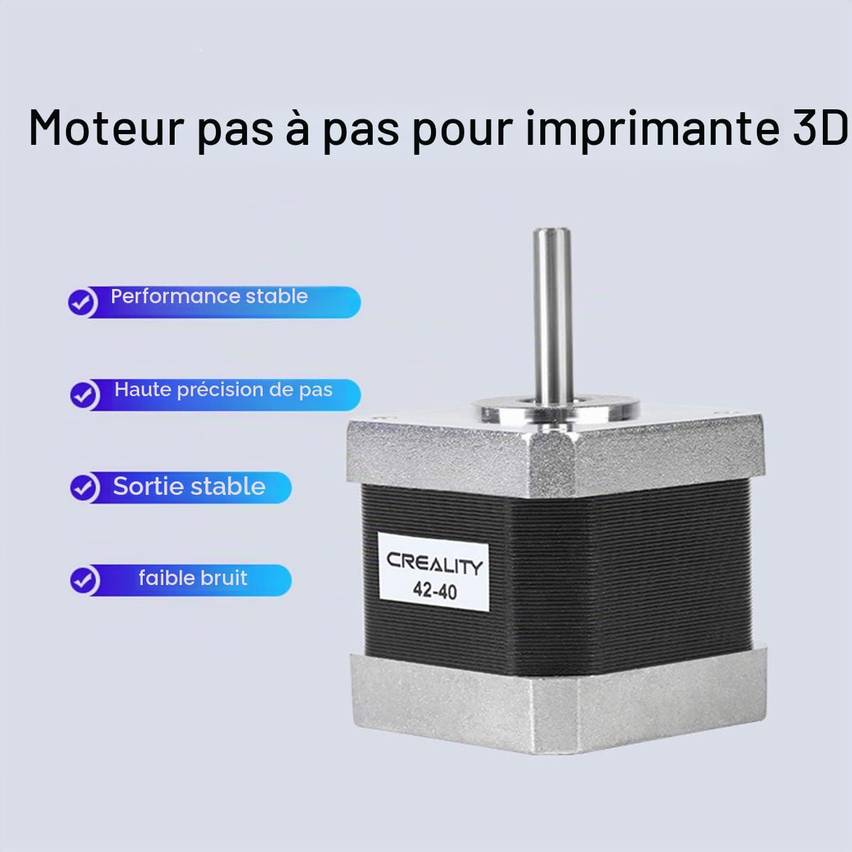 Creality Imprimante 3D 42-40 Moteur pas à pas, 2 Phases 1A 1,8 Degrés 0,4 N.M Moteur pas à pas pour Extrudeuse d'imprimante 3D, Compatible avec l'axe E des Séries CR-10 et Ender-3