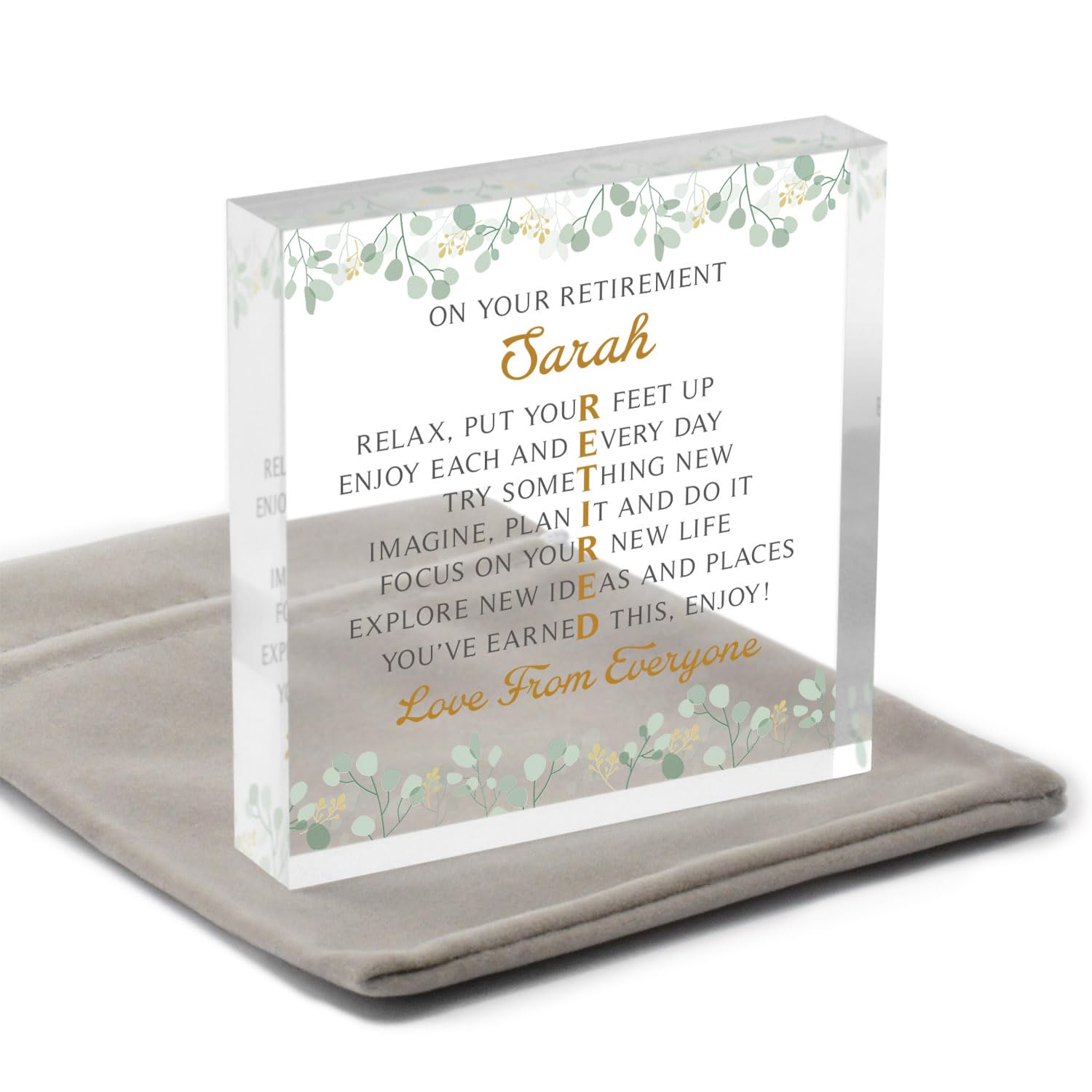Beecreative Personalised Retirement Gifts For Women - Retirement Gifts For Colleague, Mum, Friend, Her - Retired Gift With Grey Bag