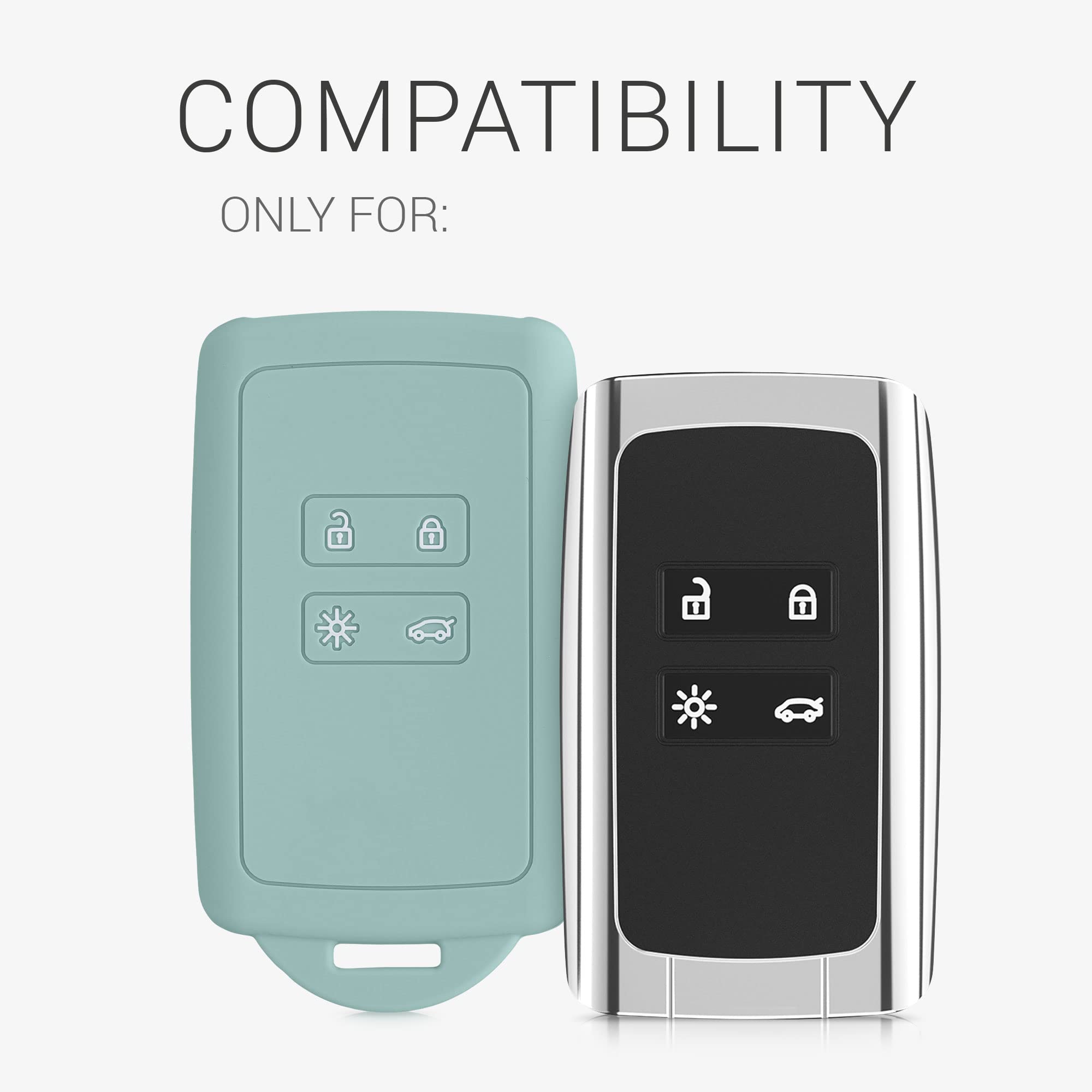 kwmobile Funda de Silicona Compatible con Renault Llave de Coche Smart Key - Carcasa Protectora para Llavero - Case Mando de Auto Menta — view 6