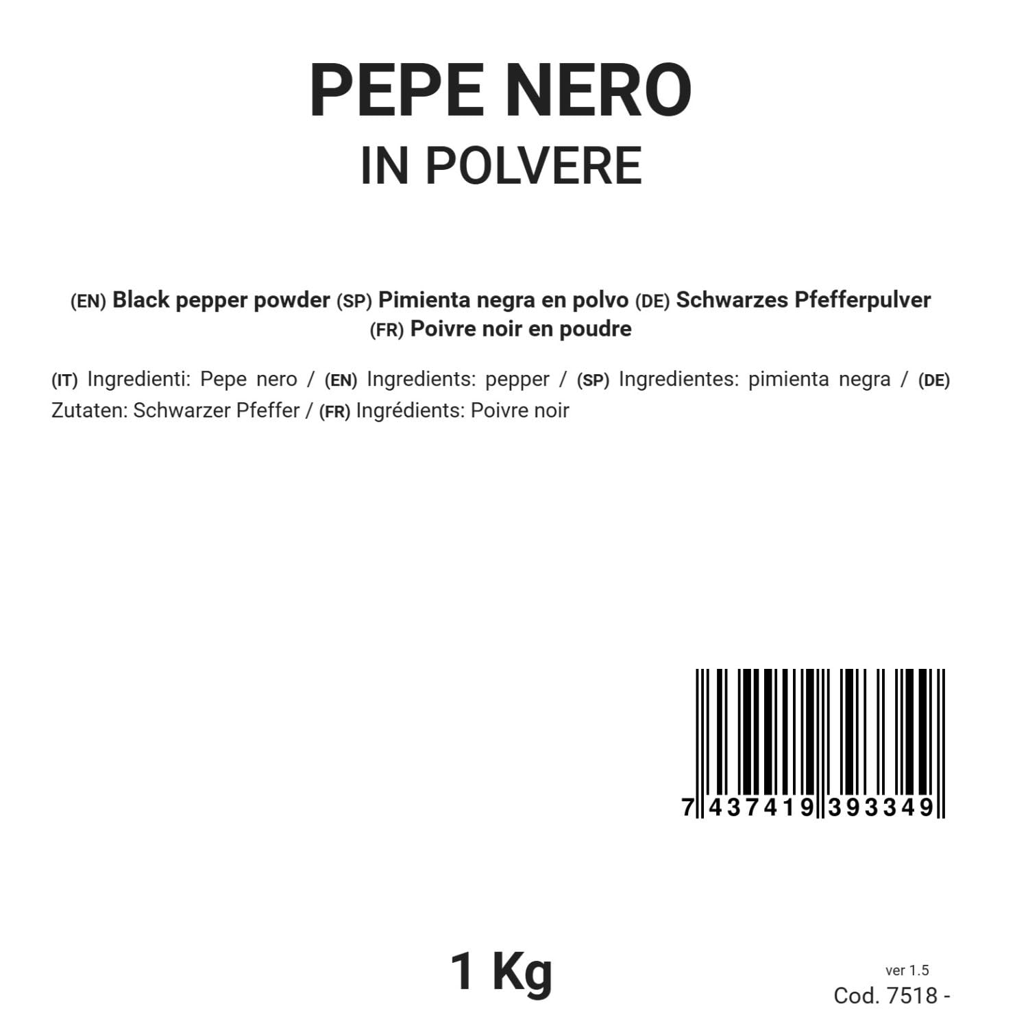 Pimienta negra en polvo 1 kg