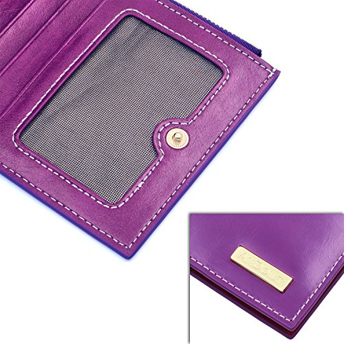 Image of ANDOILT Women's Genuine Leather Wallet RFID Blocking Credit Card Holder Zipper Purse Cell Phone Handbag