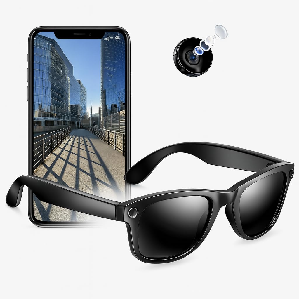 HD 8MP Smart Camera Glasses with AI-Enhanced 32MP Photo Ultra-Clear Video Recording WiFi Transfer Lightweight TR90 Frame IP65