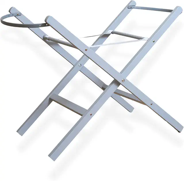 Clair de Lune Folding Moses Basket Stand - Sturdy Pine Baby Bassinet
