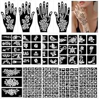 Henna Schablonen, 247 Stück Temporäre Henna Tattoo Schablonen, 14 Blätter Henna Tattoo Set für Frauen Mädchen Teens Face Paint Body Art