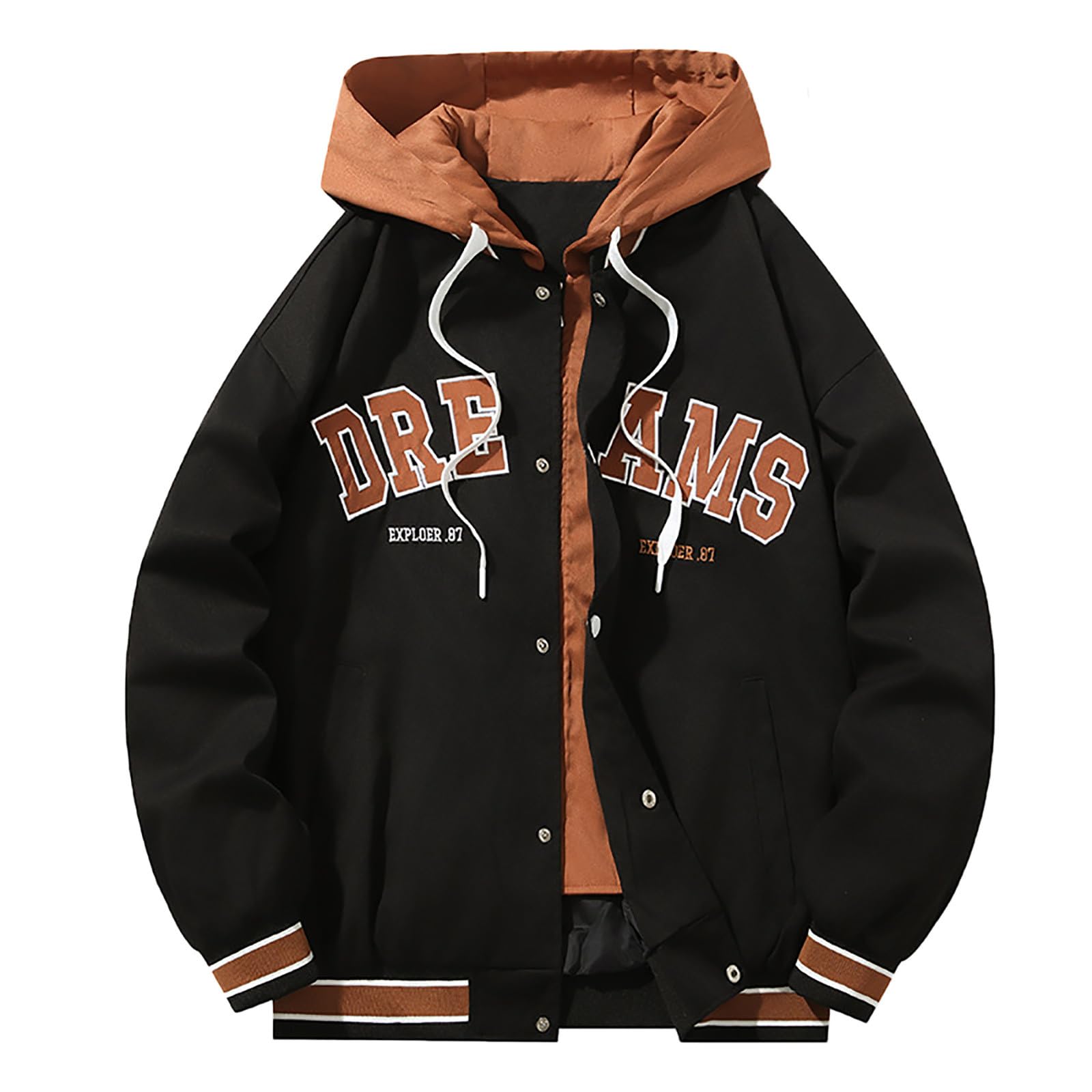 Generisch Winterjacke Herren Frühling und Casual Kapuzenjacke Street Trend Baseball Kleidung Bestickte Top Jacke