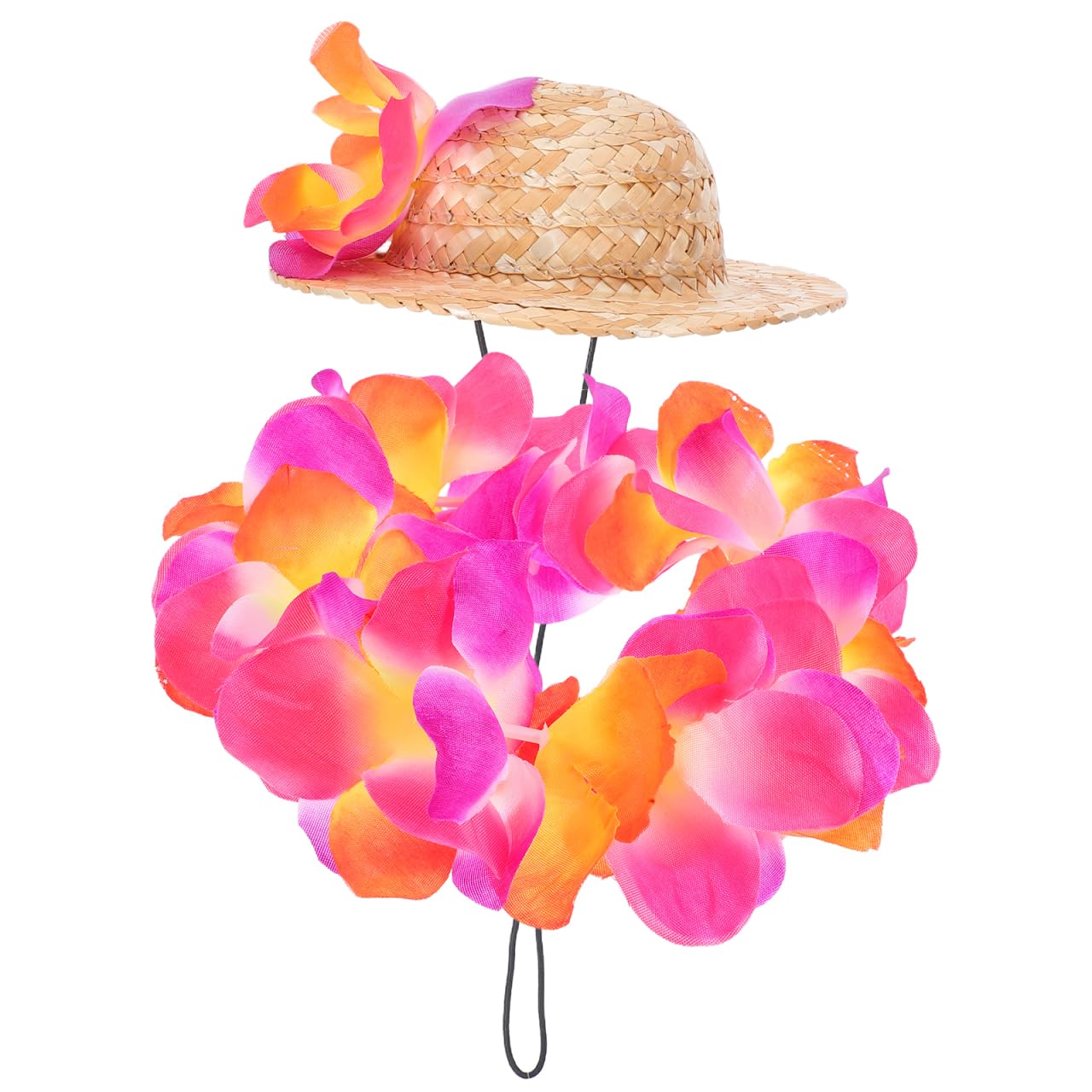 Cabilock Costume HawaïEn pour Chien avec Chapeau De Paille Et Guirlande Accessoires pour Animaux De Compagnie Tenue D'ÉTé Respirante avec Sangles Ajustables pour FêTes Photographie Et Vacances