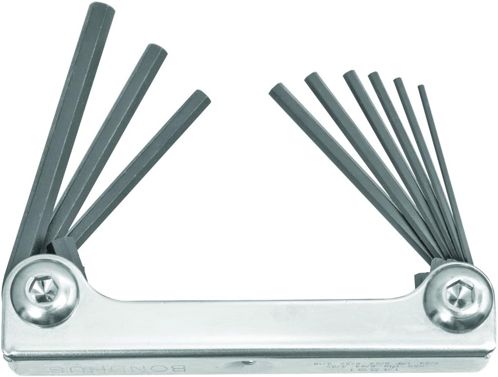 Bondhus 14591 Metal Handle Hex Tip 9 Piece Fold Up Tool with ProGuard Finish