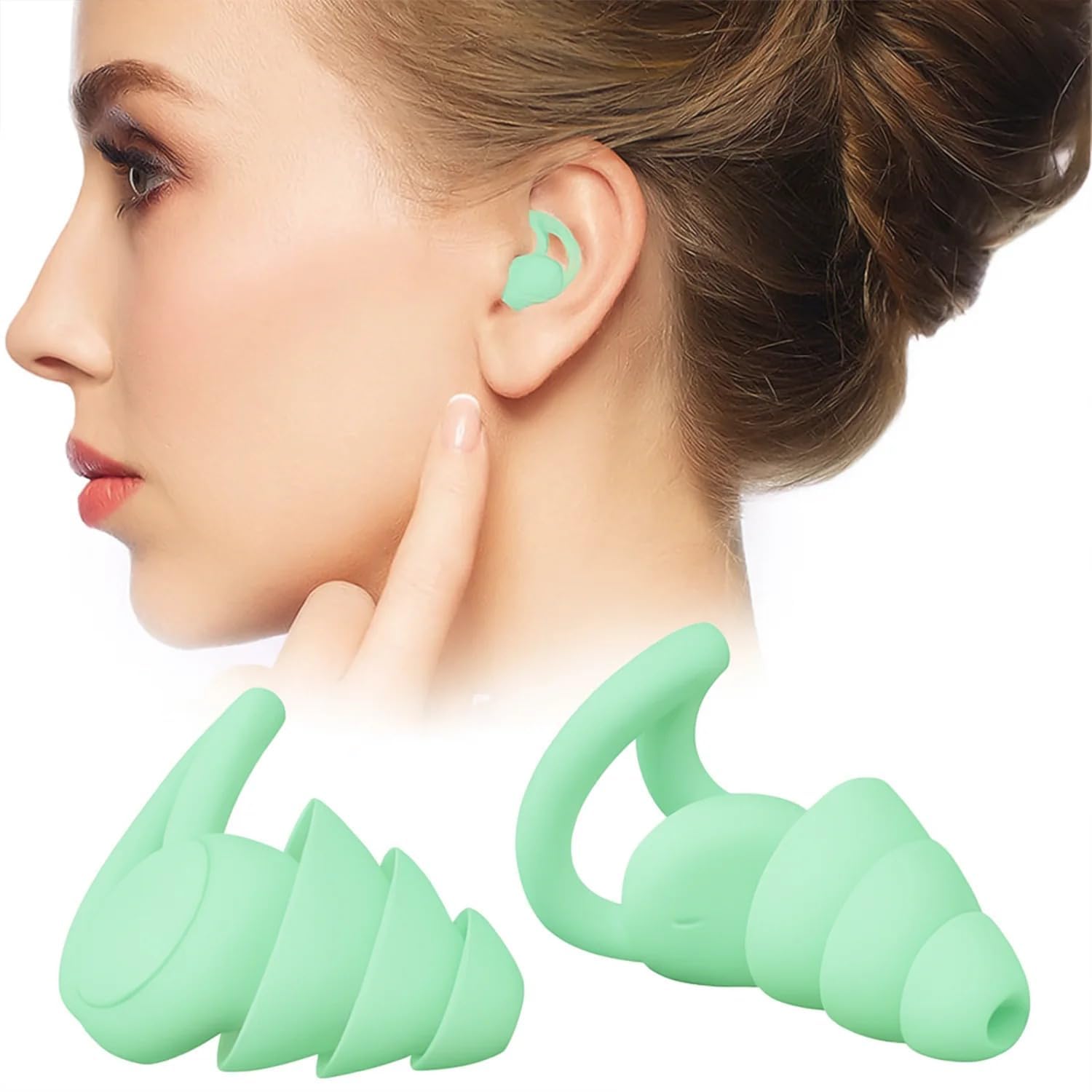 premium layered silicone noise reduction earplugs | reusable soft earplugs for sleep study travel work swimming & hearing comfort | 1 pair