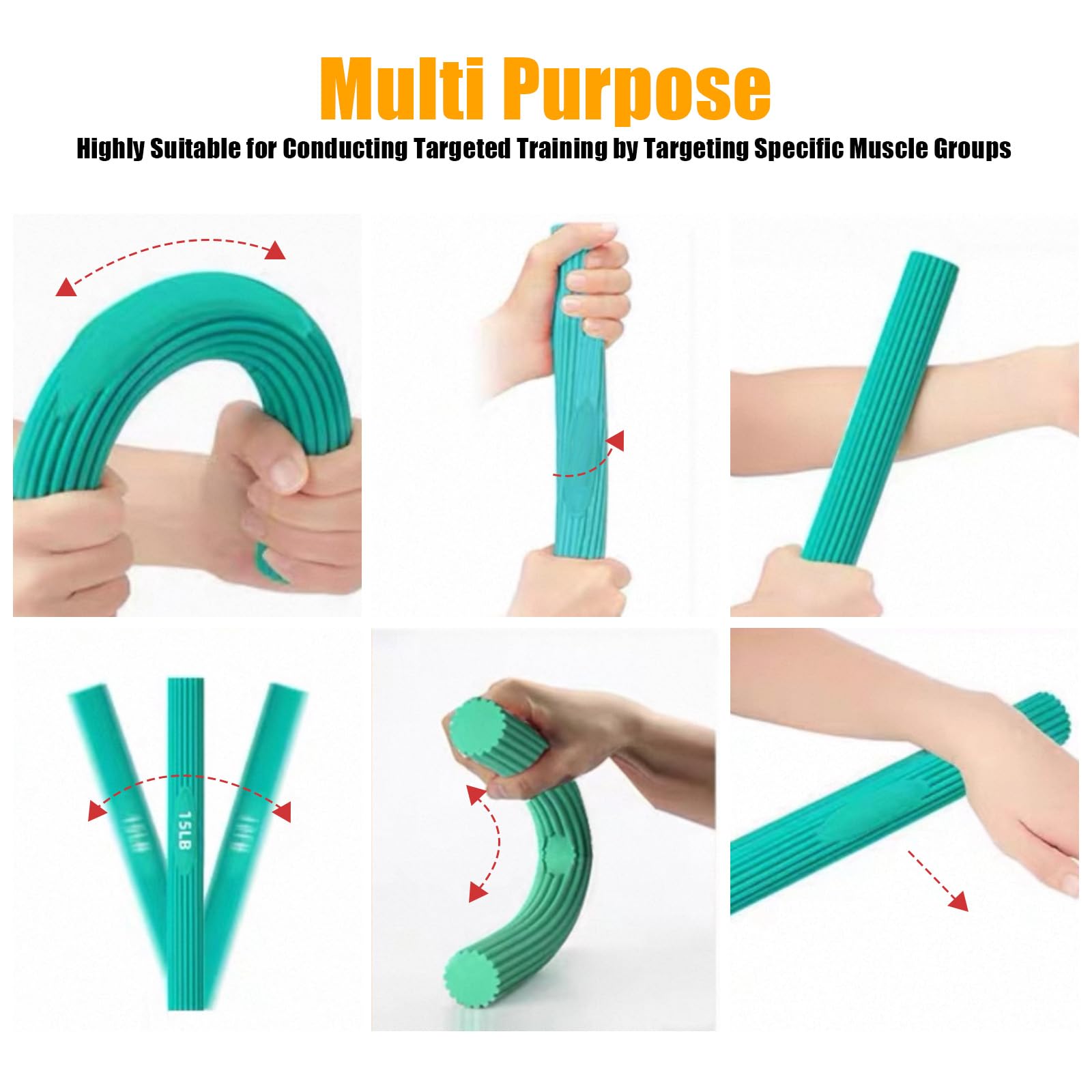 4 Piezas Barra de Terapia Flexible, Barra de Resistencia Flexible, Varilla de Terapia de Codo de Tenista, Mejorar la Fuerza de Agarre, Barra para Codo de Golfista, Aliviar el Dolor