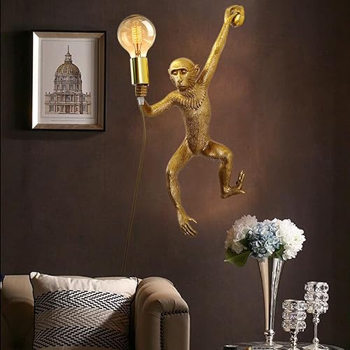 Miniatura 3 de Jorunhe Apliques de pared enchufables, lámpara de pared de mono de resina, interruptor de encendido y apagado de 21.65 x 11.81 pulgadas, lámpara de