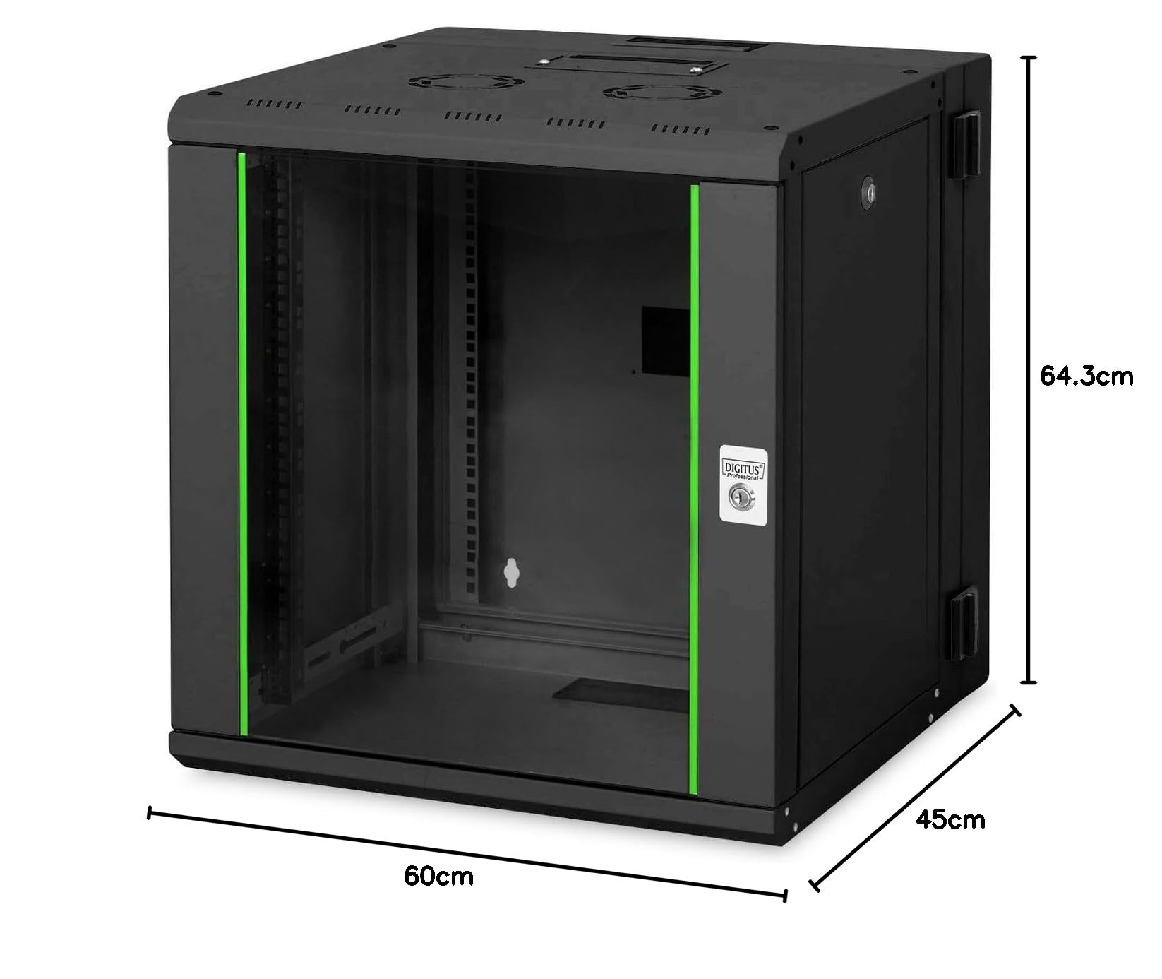 DIGITUS Professional DN-19 12-U-3-SW 12U - Alloggiamento da parete, serie Unique, 2 pezzi, orientabile, 643 x 600 x 600 mm, colore: Nero