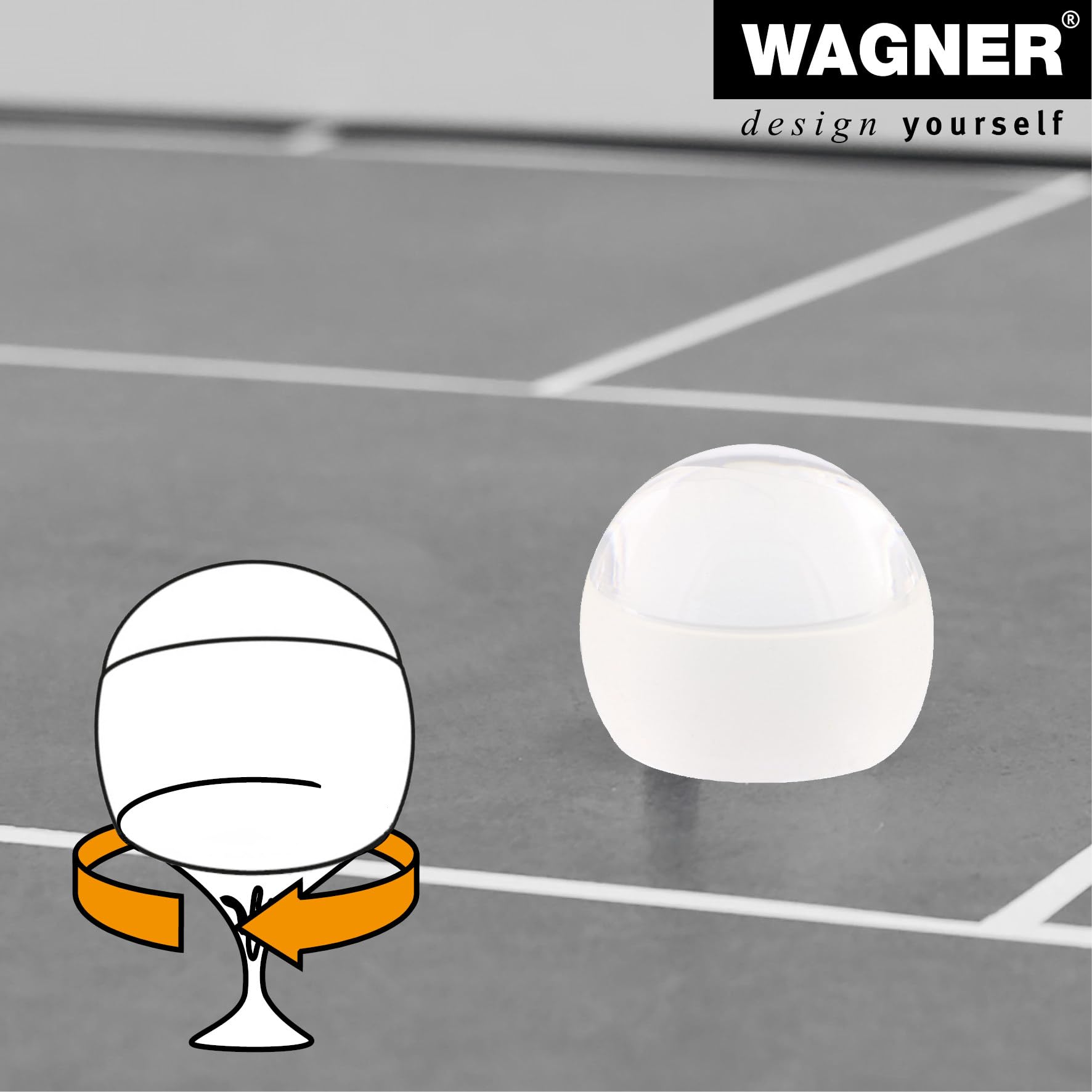 Wagner podłogowy stoper do drzwi CLEAR – Ø 45 x 40 mm, wysokiej jakości tworzywo sztuczne, przezroczysty, samoprzylepny, nie pozostawia śladów po usunięciu – 15522011