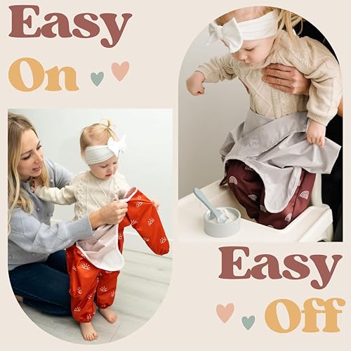 Miniatura 4 de Baberos de manga larga de cuerpo completo para bebés, traje con babero de manga larga a prueba de desorden para bebés, babero impermeable para niños