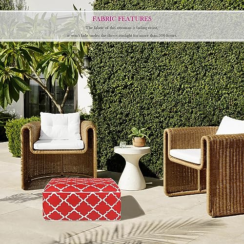 FBTS Prime Outdoor Inflatable Footstool Ottoman Cover Red Square 23x9 Inch Patio Foot Stools and Ottomans Cover Only