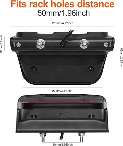 Miniatura 2 de Flash Ebike - Luz trasera de 220 de amplia visibilidad, se adapta a agujeros de rack de 1.969 in, luz trasera de bicicleta eléctrica 6V-48V con