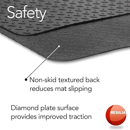 Miniatura 5 de Resilia - Alfombrilla de garaje, evita manchas - Patrón decorativo de placa de diamante en relieve - Negro, 3 pies x 4 pies