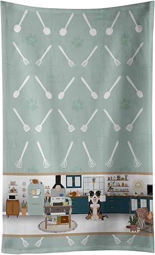 Caroline's Treasures WDK5859KTWL Tricolor Border Collie in The Kitchen Kitchen Towel Dish Cloths Guest Hand Towel Decorative Bathroom Towel for