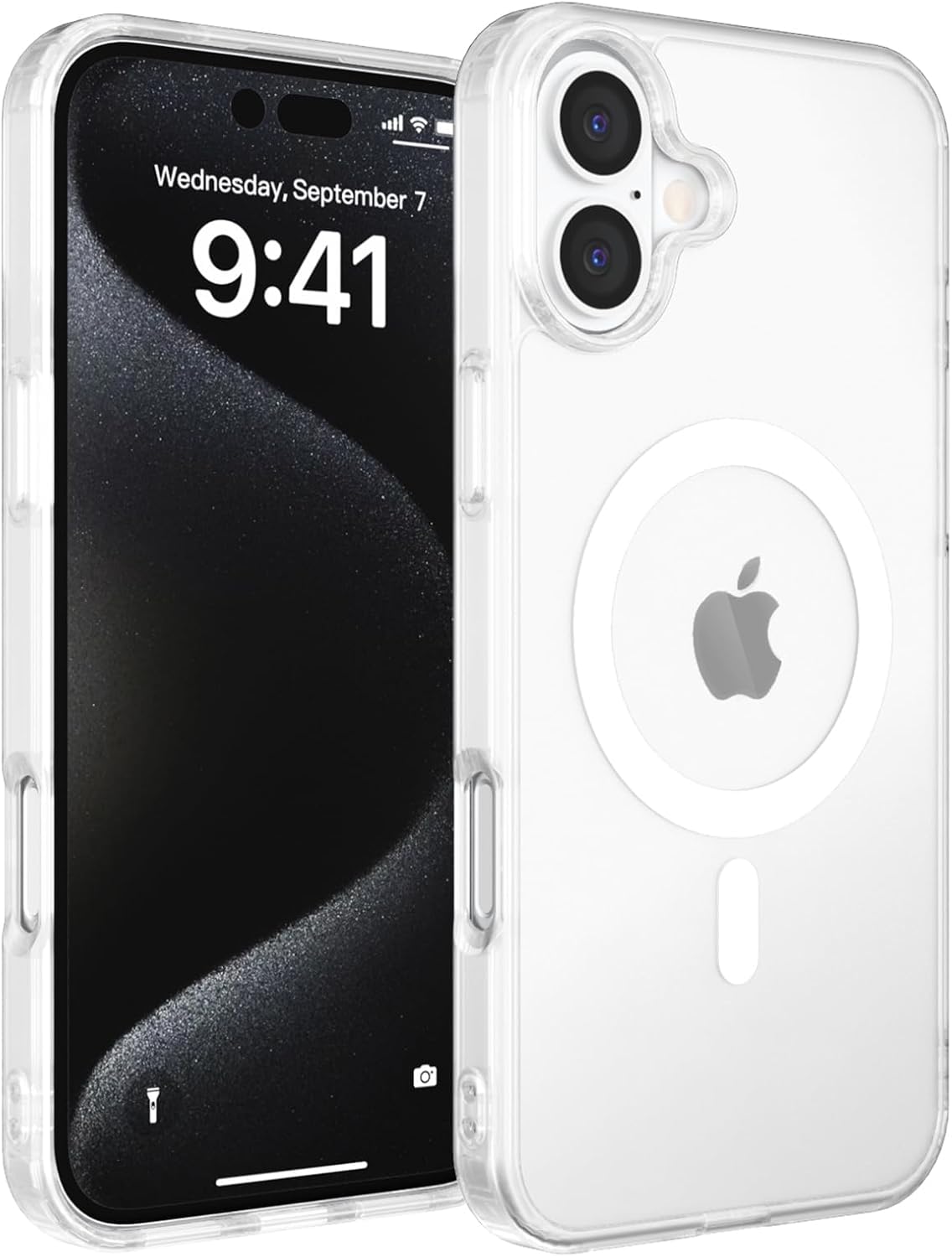 iPhone 16 Plus Clear Magnetic Cover | Mag Safe Compatible | Hybrid Protective Crystal Clear Hard Back Case | Shockproof Silicone Frame | Slim Transparent Case for Apple iPhone 16 Plus