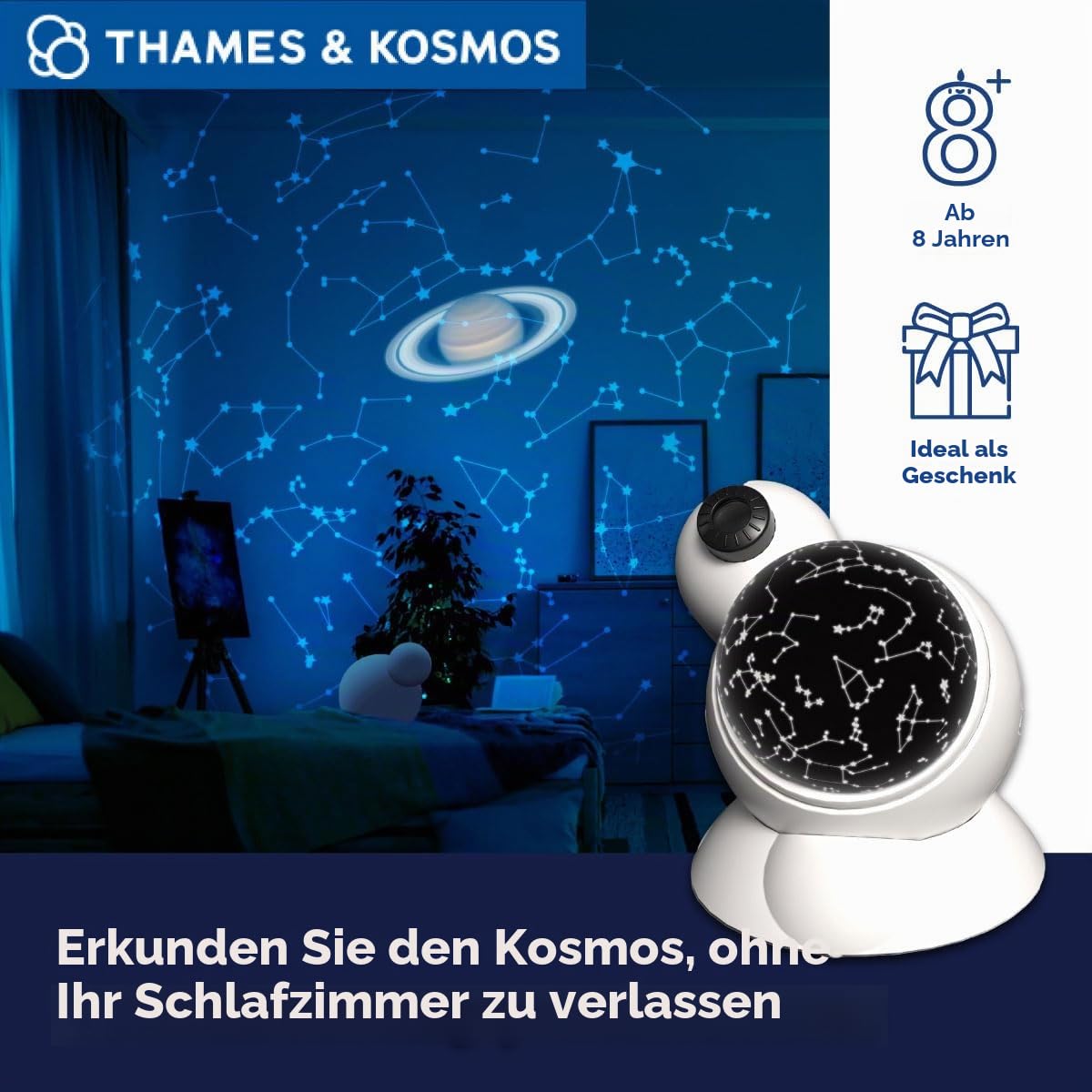Thames & Kosmos Planetarium-Projektor, Wissenschafts-Kit für Kinder, Lernressourcen für Astronomie, STEM-Spielzeug für wissenschaftliche Experimente, 3 Sprachen, ab 8 Jahren
