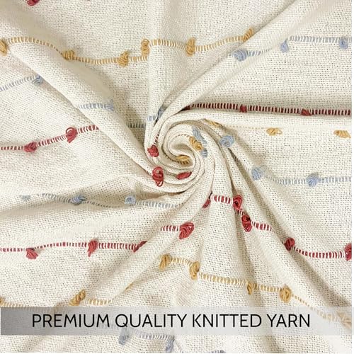 Image of SAJAVAT HOME Hand Knitted Cotton Sofa Throw Blanket for Sofa, Bed, Couch & Chair | Soft All-Season Throw | 80 x 52 Inches (204 x 132 cm) | Beige Multi with Tassels