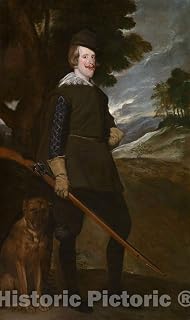 Historic Pictoric Print : Portrait of Philip IV, Studio of Diego Rodriguez de Velázquez, c 1891, Vintage Wall Decor : 14in x 24in