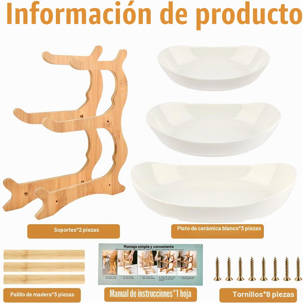 Fruteros de Cocina Modernos Frutero 3 Pisos Blanco, Frutero de Cerámica Cesta de Frutas de 3 Niveles con Pararse Bambú para Decoración de Cocina, Verduras, Frutas, Aperitivo