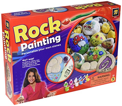 AMAV Toys Creative Craft Rock Painting - All Supplies Included Kit - Non-Toxic Acrylic Paint- Hide Your DIY Rock Painting & Surprise Your Community - Perfect Screen-Free & Group Activity For Kids Aged (3223)