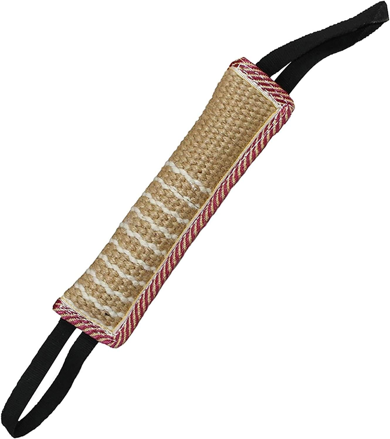 Dog Training Bite Pillow Jute Bite Toy Dog Tug Toy Durable Dog Bite Sleeve Stick Training Equipment for K9 Puppy to Large Dogs Interactive Play (12inch x 3.2inch) (Red Black Rope)