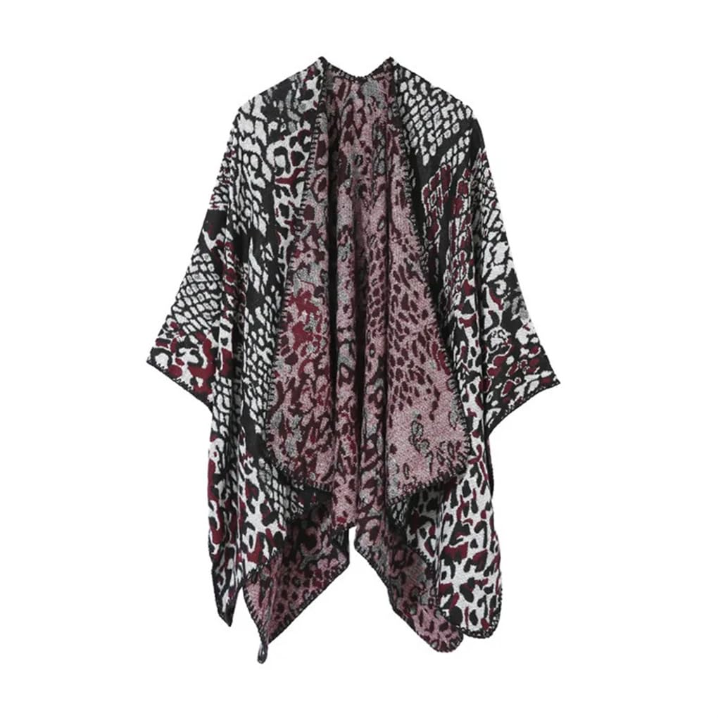 Suéter de punto para mujer, chal, capa con estampado de leopardo, poncho de calle para otoño, capas de dama, capas caqui