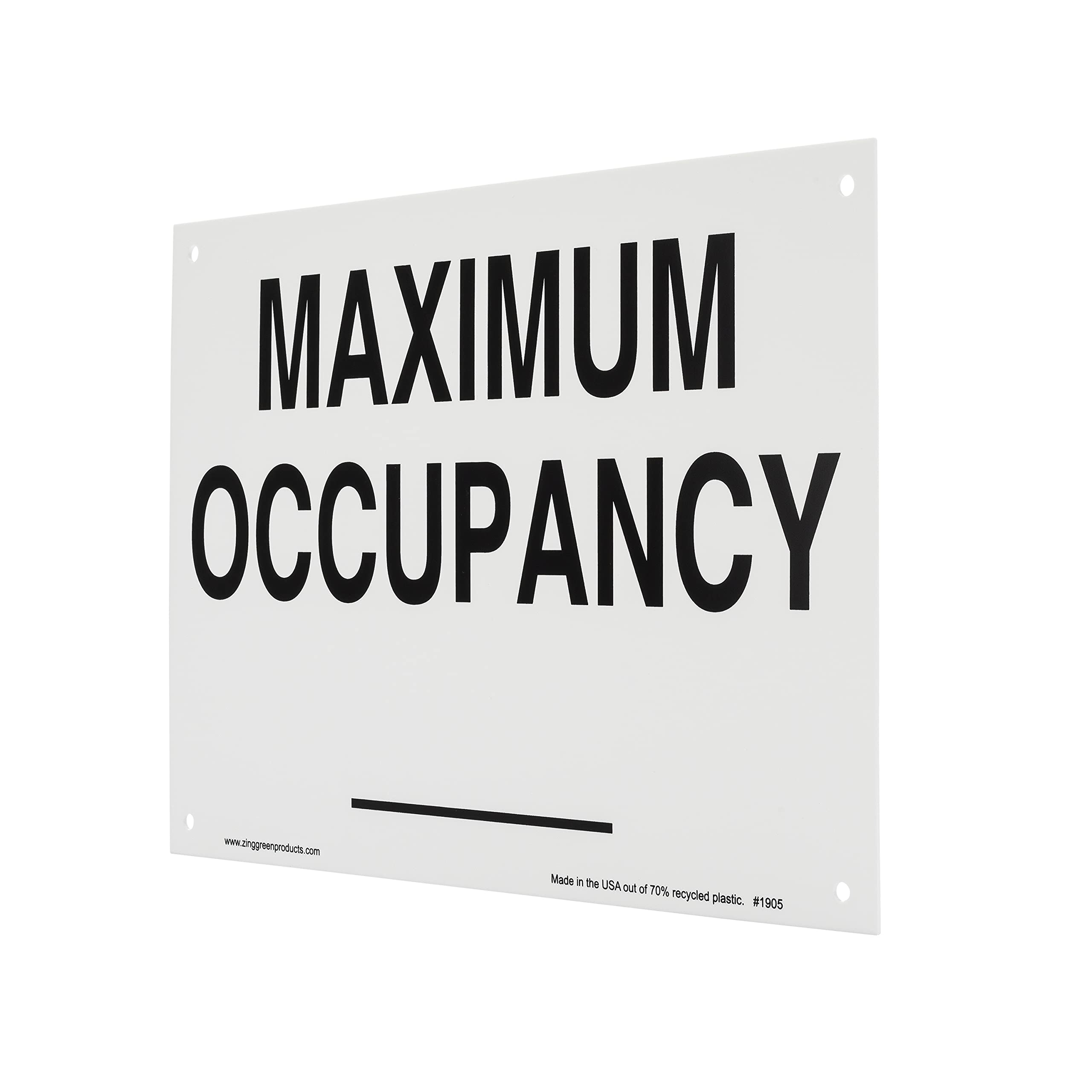 Zing 1905 Eco señal de seguridad, máximo, plástico reciclado, 7 "H x 10" W, Negro sobre blanco