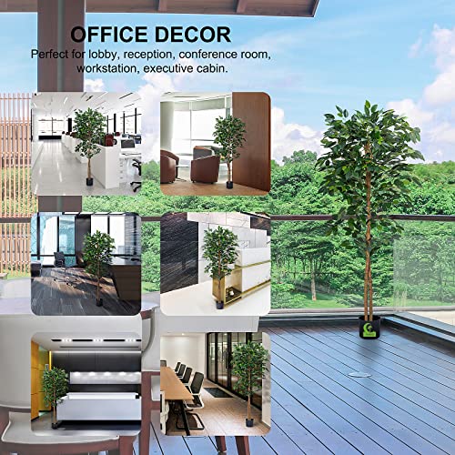 Haihong 2Packs 4Ft Artificial Ficus Trees With Realistic Leaves And Natural Trunk, Faux Ficus Tree With Sturdy Plastic Nursery Pot, Fake Ficus Tree For Office Home Farmhouse For Indoor Outdoor Decor #TOP5