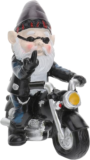 Amosfun Garden Gnome Statue Resin Statue Figurine Motorbike Adornment Outdoor Yard Figurine for Yard Lawn Patio Garden Decor