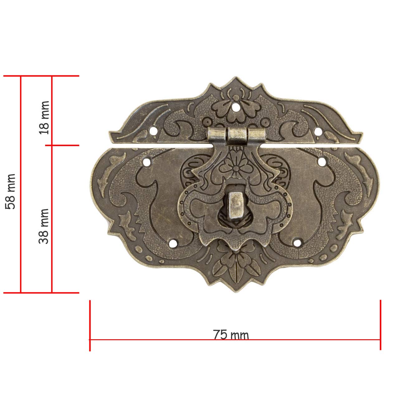 FUXXER Set di 2 chiusure antiche per mobili, 75 x 58 mm, in ferro bronzo, per lucchetti,