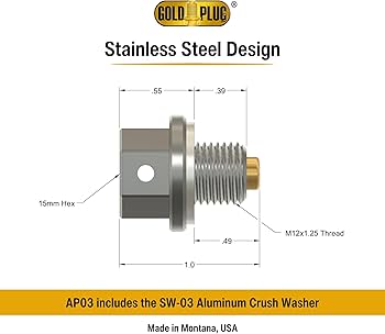 Amazon.com: GoldPlug M12x1.25 | Made in USA | Stainless Magnetic