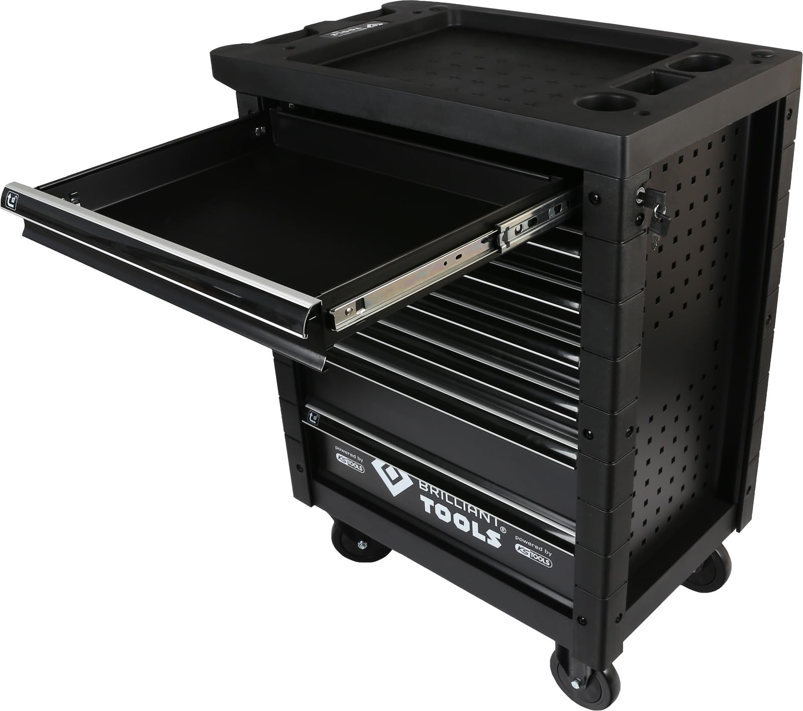 BRILLIANT TOOLS BT153207 Carro de taller con 7 cajones y 207 herramientas [Powered by KS TOOLS]