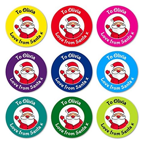 24 Personalised Christmas Stickers Labels from Santa Father Christmas Kids Gifts Presents 40mm Cover